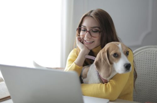 woman embracing her dog